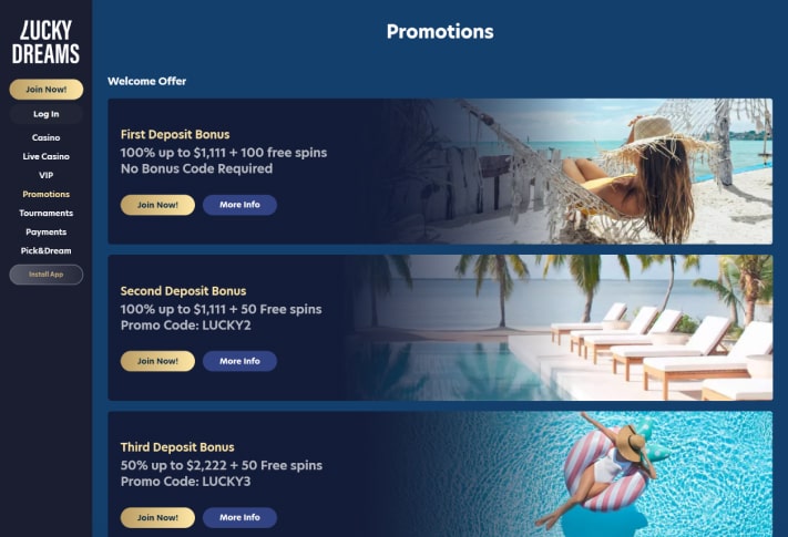 Lucky Dreams Promotions Screenshot
