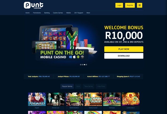 Punt Casino Home Screenshot